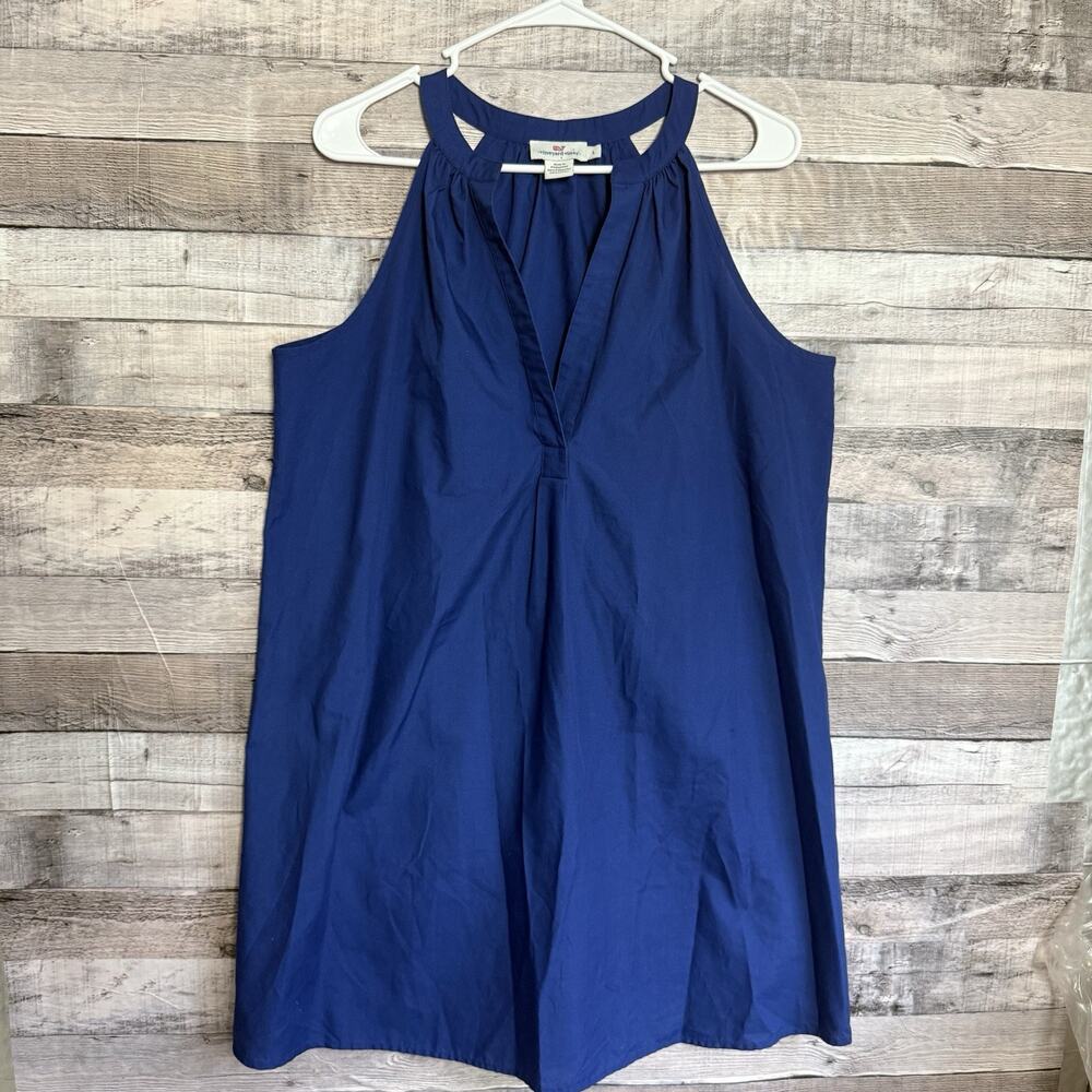 Vineyard Vines Navy Blue V-Neck Halter Dress Casual Size Large
